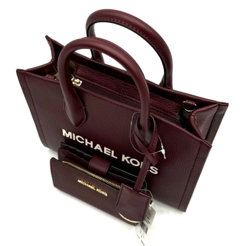 Michael Kors Mirella Small Crossbody Bag & Medium Zip Chain Wallet Ox Blood - Picture 6 of 13